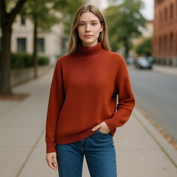 Lululemon Womens Cayenne Merino Wool-Blend Ribbed Turtleneck Sweater Size 6‎ - Picture 1 of 6
